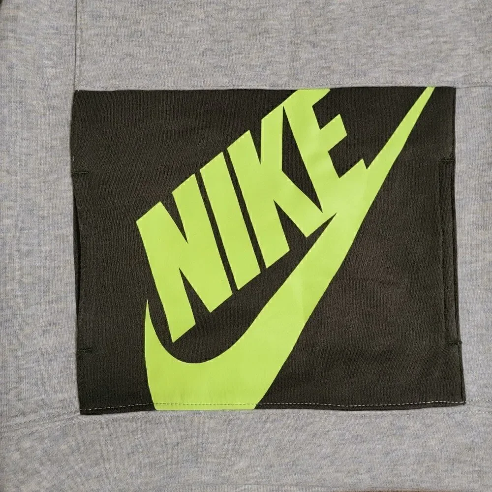 Nike Sportswear NSW Jacket Hoodie Gray Black Yellow Fleece Unisex Kids Size 7